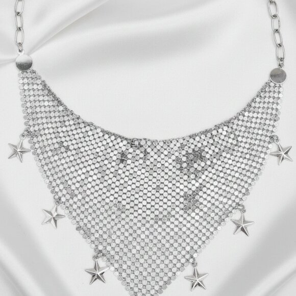 Y2K Neckerchief Star Bandana Sparkle Bling Scarf Statement Choker Necklace NWOT - Picture 5 of 9